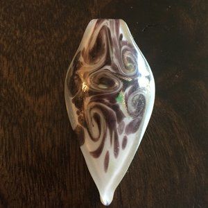 Blown glass Purple and White Necklace Pend…